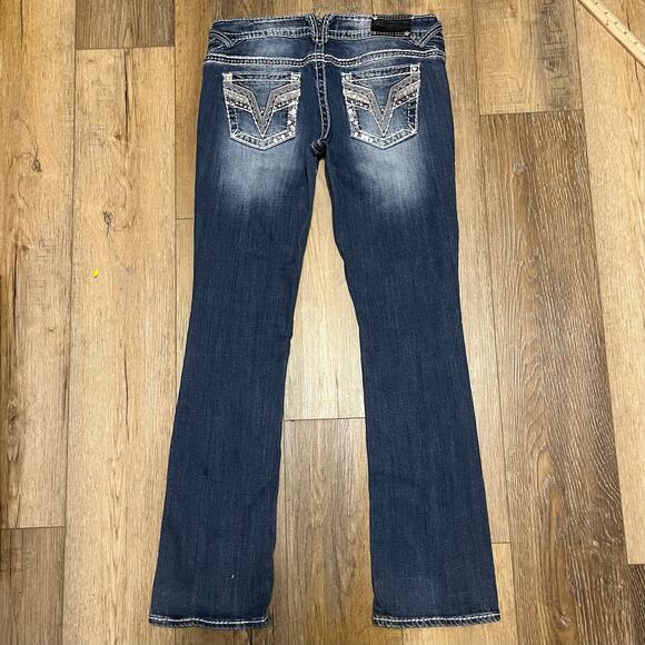 Vigoss Chelsea Slim Boot Cut Jeans 9/10 (32x31) Embroidered Bling Thick Stitch - Picture 4 of 12